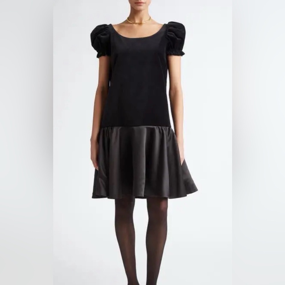 Tanner Fletcher Women's Black Puff Sleeve Drop Waist A-Line Mini Dress Size 3